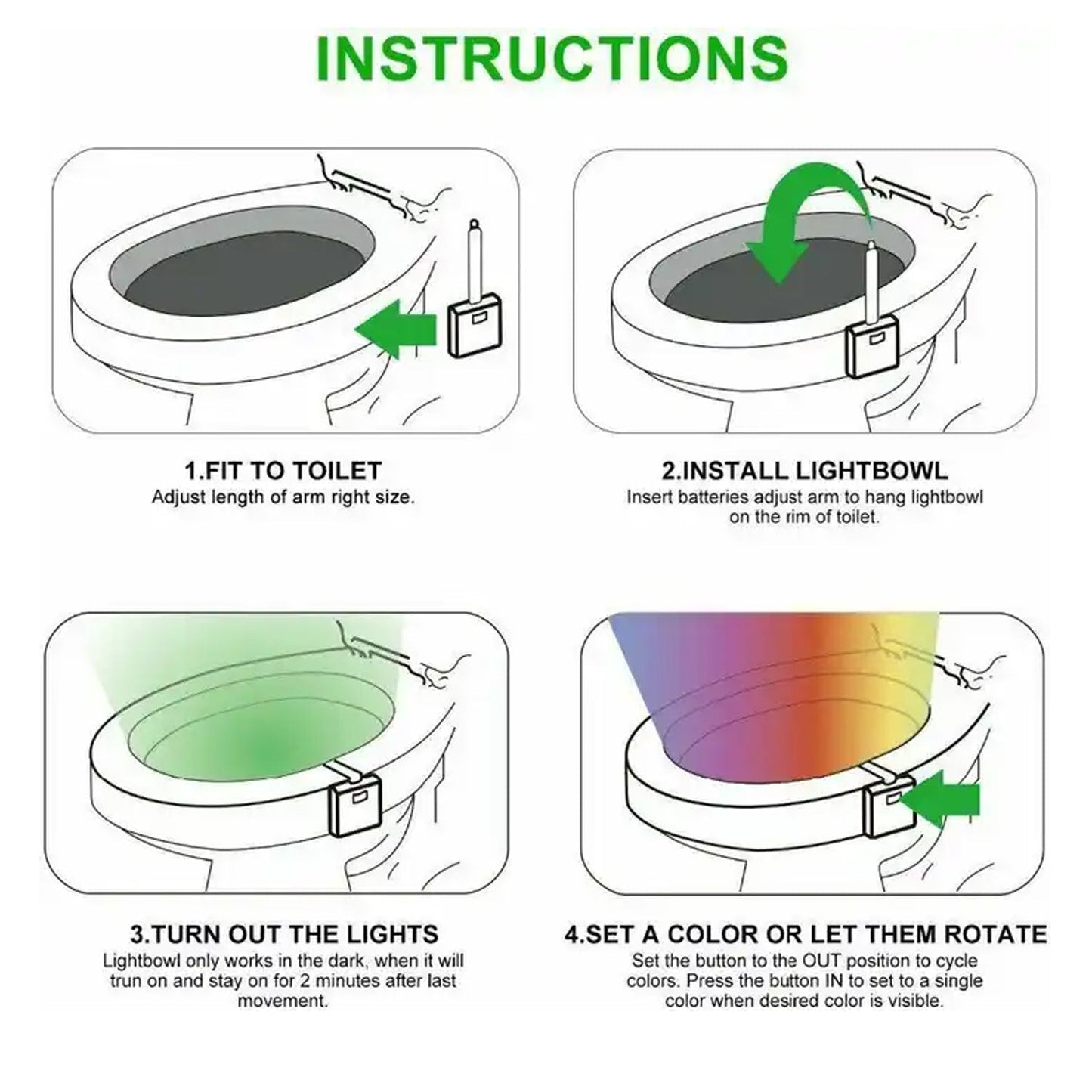 Toilet Light Led Toilet Bowl Light Toilet Cover Lamp (1 Pc Battery Not Included)