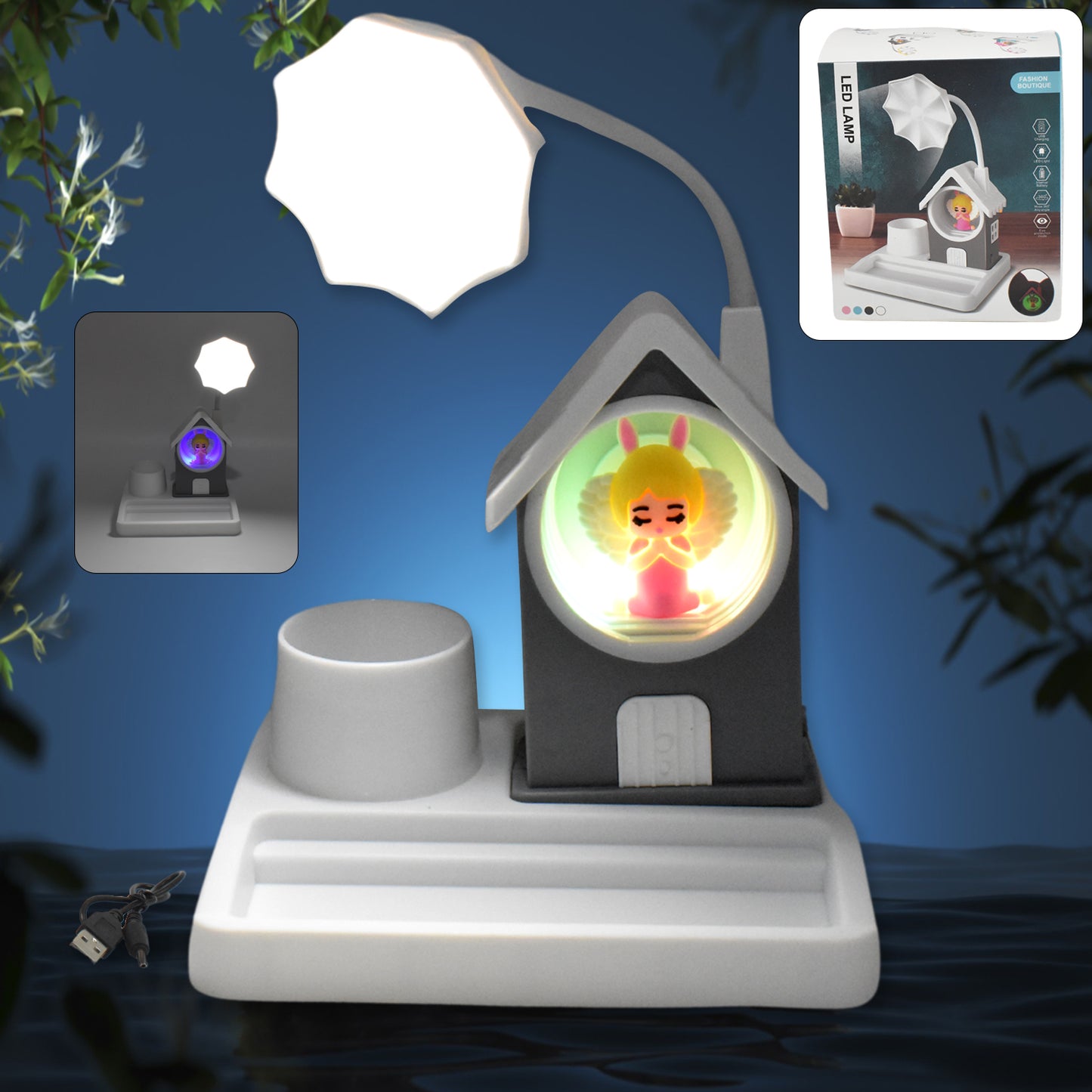 Cute Lovely Cartoon Home Design With Plastic Base Led Desk Light Multi Color Changes (1 Pc)